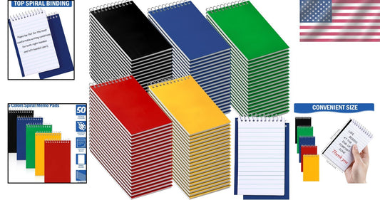 100 Assorted Mini Spiral Notebooks - 3x5 Inch Note Pads in Bright Colors
