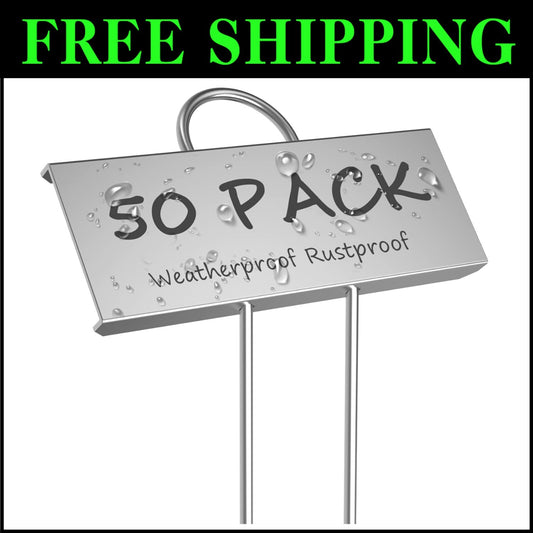50-Pack Weatherproof Metal Plant Labels - Reusable Garden Markers, 10.6'' Height