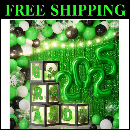 Stylish 2025 Graduation Decorations - 86 PCS LED Balloon & Foil Curtain Set