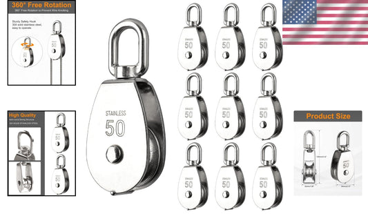 Durable 10 Pcs Heavy-Duty Pulley Block Set, Ideal for Indoor & Outdoor Use