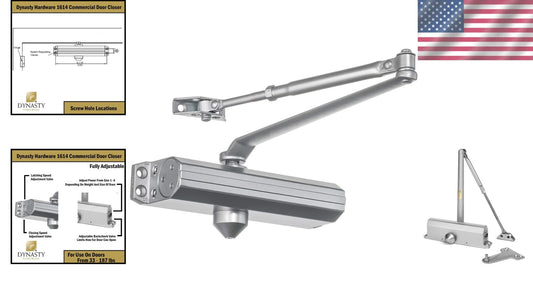 Automatic Door Closer with Sprayed Aluminum Finish - Versatile Mounting Options