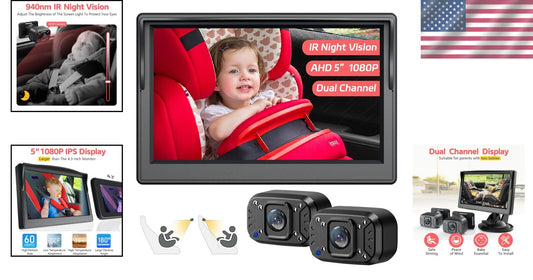 Easy-Install Baby Car Camera with 1080p Display & Night Vision for Road Safety