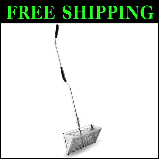 Ergonomic 52-Inch Sand Flea Rake with 16-Inch Wide Basket for Easy Collection
