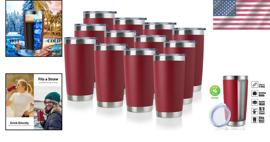 Durable Powder Coated Stainless Steel Tumblers - 20oz, Ideal for Travel