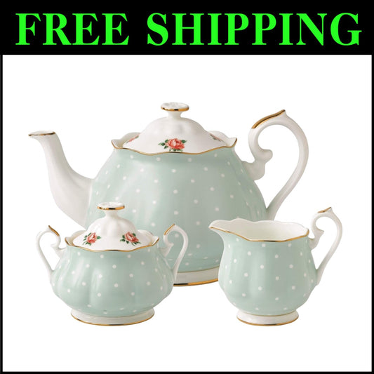 Polka Rose Afternoon Tea Set - Dishwasher Safe Bone China with Presentation Box