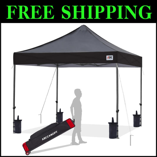 Heavy Duty 10x10 Black Canopy Tent - Quick Setup & Heavy-Duty Waterproof Fabric