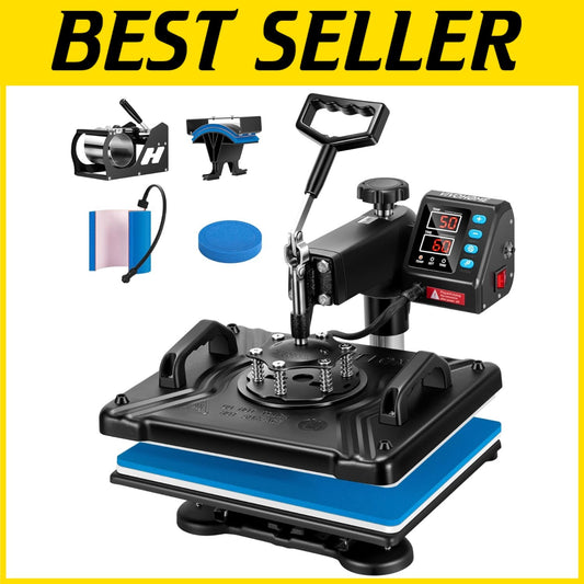 5-in-1 Clamshell Heat Press Machine - 12 x 15 Inch Multifunctional Swing Away