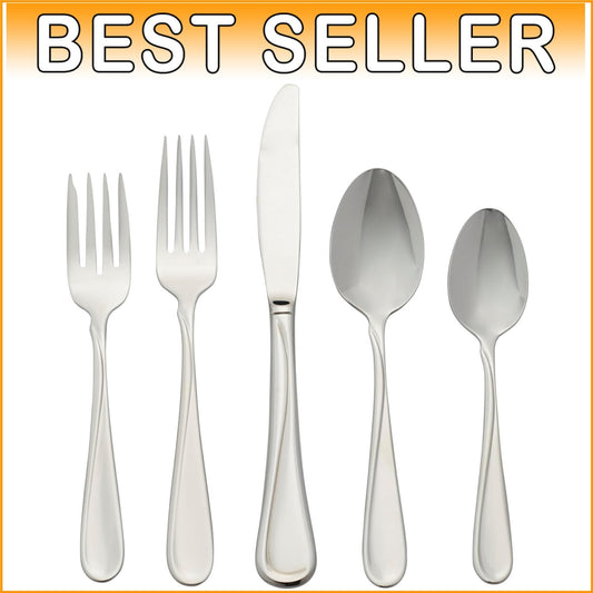 Elegant 45-Piece Stainless Steel Flatware Set - Service for 8 & Serving Utensils