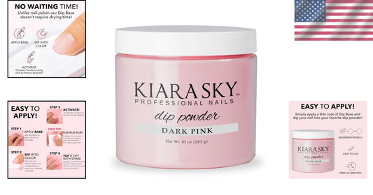 Long Lasting Dark Pink Nail Dip Powder - 10 oz, Glossy Finish for Pros