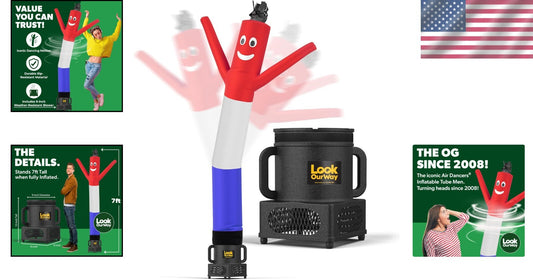 Red/White/Blue Inflatable Tube Guy - 7ft Air Dancer for 4th Of July Celebrations