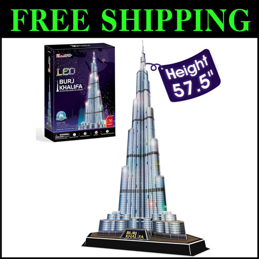 LED Burj Khalifa Puzzle - 136 Piece Home & Office Decoration for All Ages