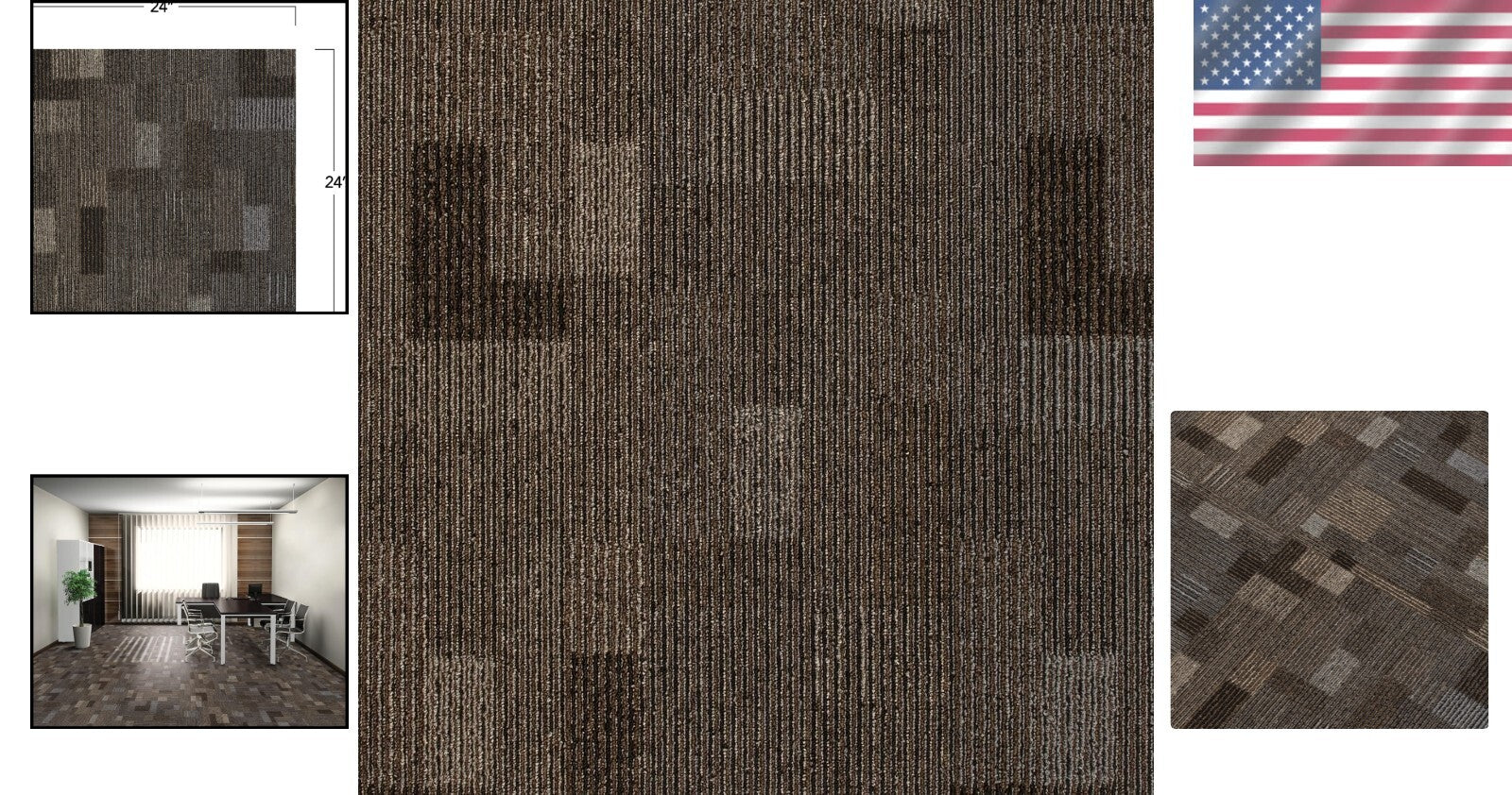 Eco-Friendly Berber Loop Carpet Tile (24"x24") - Stain Resistant, Kid-Friendly