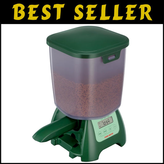 Rain-Resistant Pond Fish Feeder with 6.5 lbs Capacity - Portable & Programmable