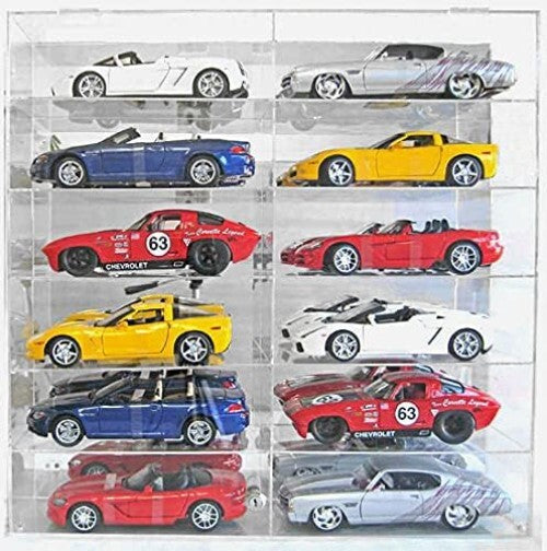 Sturdy 1:18 Scale Die-Cast Car Display Case - Holds 12 Models, Wall Mountable