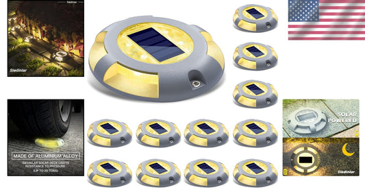 12 Pack Solar Deck Lights - Stylish Waterproof Oval LED Shine for Pathway Safety