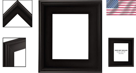 6x6 Plein Air Black Wooden Picture Frame for Art and Photos - Modern Style