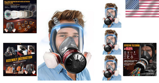 4 Pack Full Face Gas Masks with 40mm Filters - Ultimate Respiratory Protection