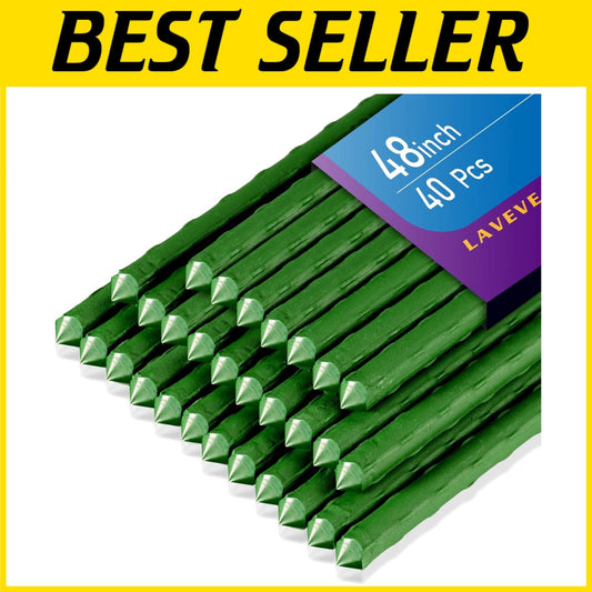 48-Inch Heavy Duty Steel Garden Stakes - Pack of 40 for Strong Plant Support
