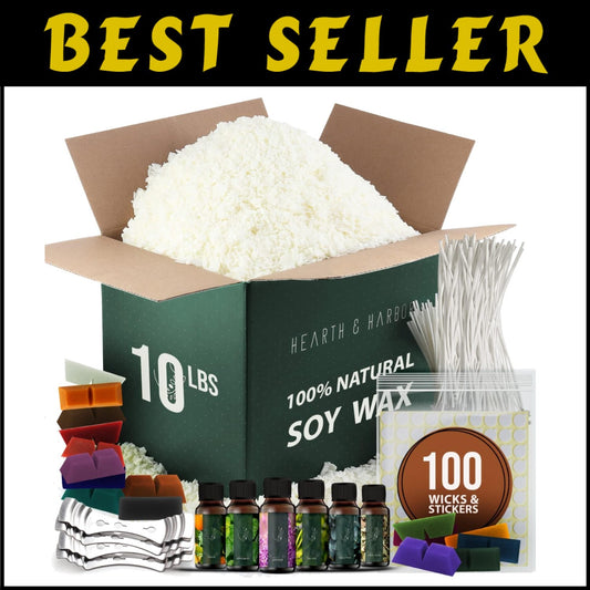 10 lb Natural Soy Wax Kit with Wicks, Stickers, & Fragrance for Beginners