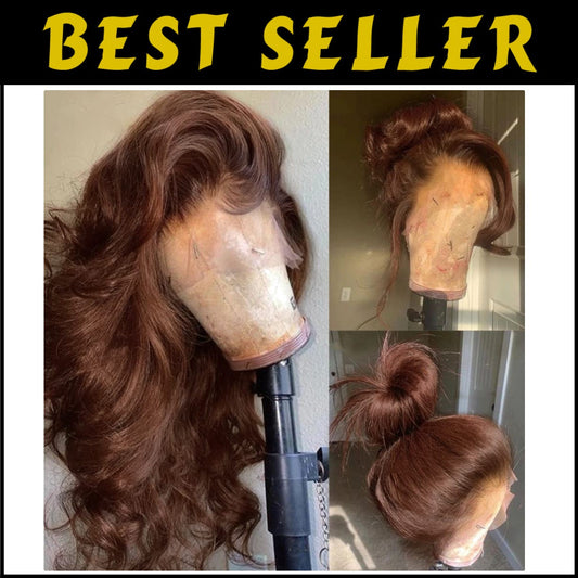 200% Density Auburn Brown Body Wave Lace Front Wig for Effortless Elegance