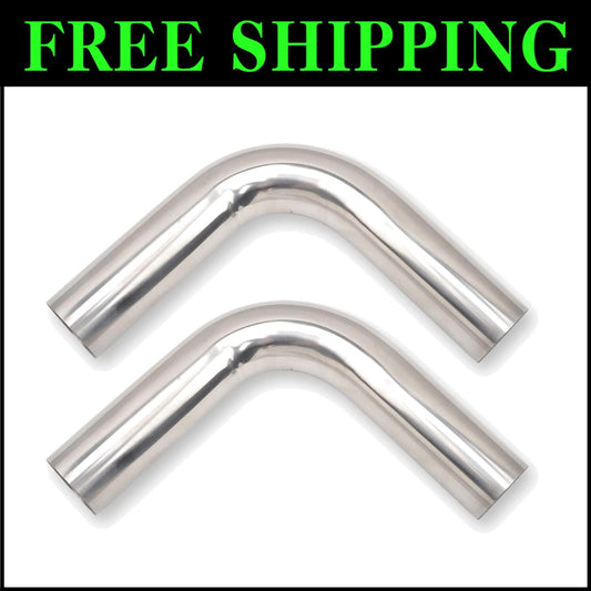 2.5" T304 Stainless Steel 90 Degree Mandrel Bend Exhaust Pipe - Pack of 2