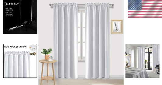Modern White Curtains for Living Room - Thermal Insulated & Noise Reducing