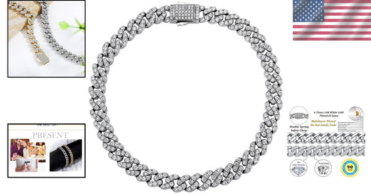 Chunky Cuban Link Anklet - 14K Gold 6x Plated with Sparkling Cubic Zirconia