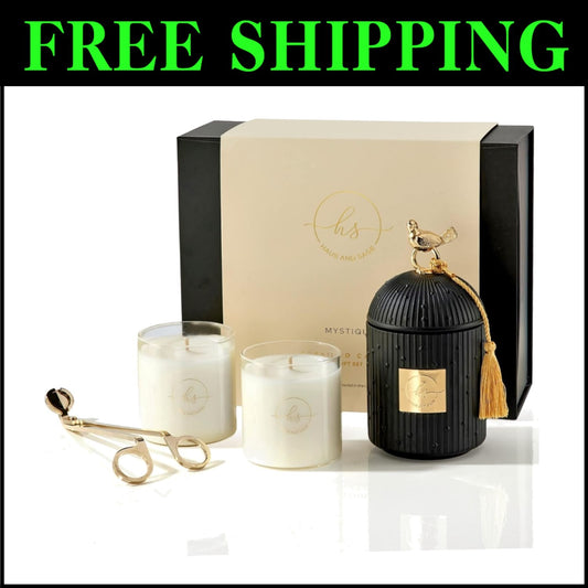 Sustainable Luxury Candle Set with Unique Black Holder - 110+ Hours of Fragrance