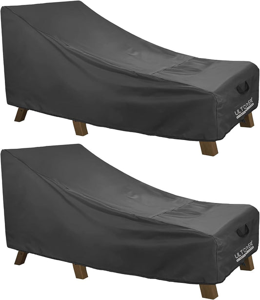 Secure & Stylish Black Lounge Chair Covers - Waterproof 2-Pack for Outdoor Use