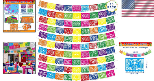 180 FT Fiesta Banner Set - Colorful Double-Sided Cinco de Mayo Decorations