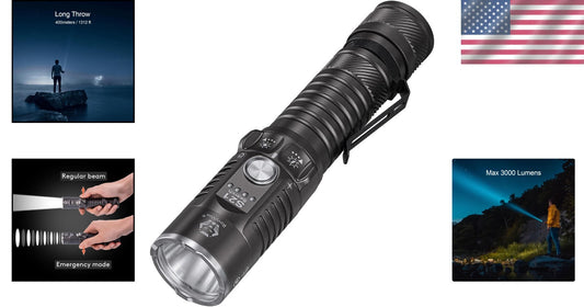 High Power EDC Flashlight with 400m Throw, Non-Slip Grip & Impact Resistance