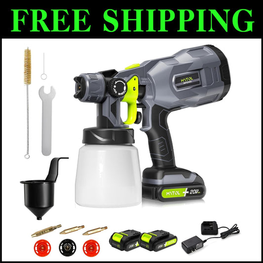 Versatile Cordless Paint Sprayer with 3 Patterns, Nozzles, and Cleaning Tools