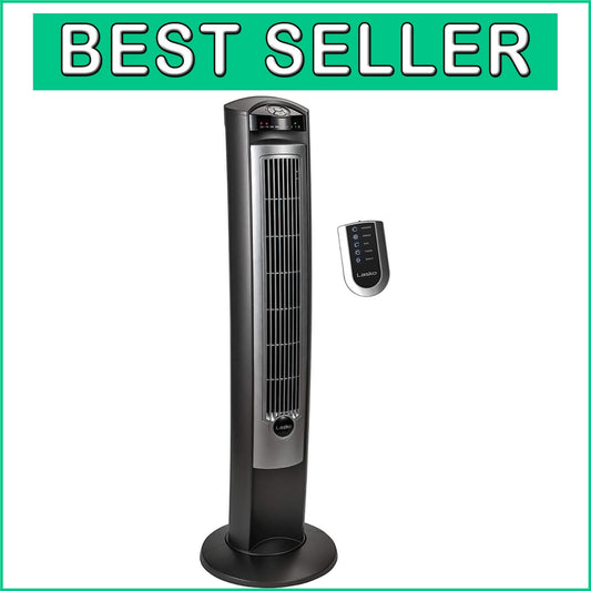 42-Inch Silver Oscillating Tower Fan with Remote - Quiet and Stylish Airflow