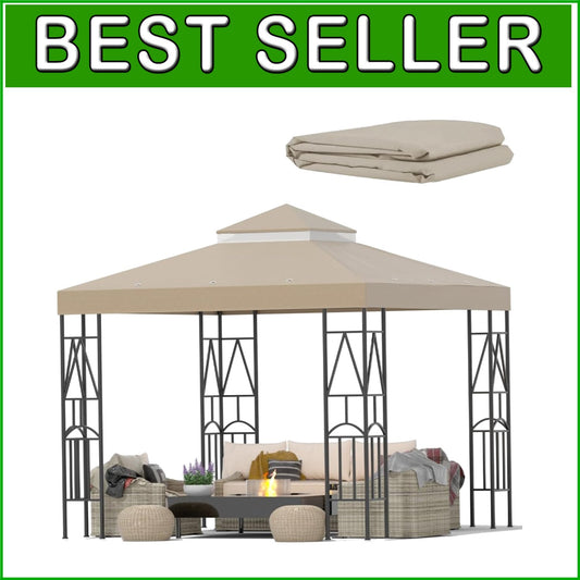 10x10 Double Tiered Canopy Replacement Top - Waterproof Sunshade Cover