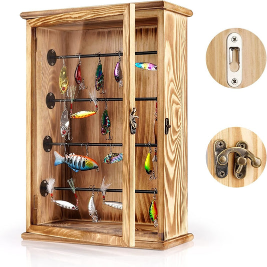 Vintage Fishing Lure Storage Box with Acrylic Door - Perfect Gift for Anglers