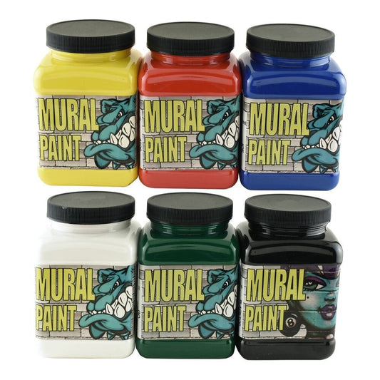 6 Pints of Lightfast Acrylic Mural Paint - Primary Colors for Creative Projects