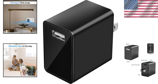 140-Degree USB Charger Security Camera - Real-Time Monitoring in Full HD 1080P