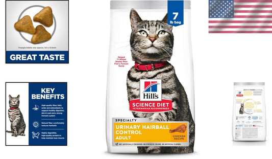 Adult Cat Food for Urinary Track Health & Hairball Control - 7 lb Chicken Blend