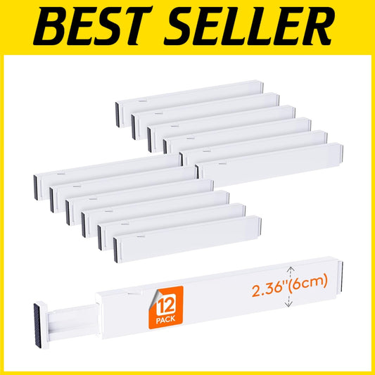 12-Pack Adjustable Drawer Dividers - Tidy Storage for Kitchen and Bathroom