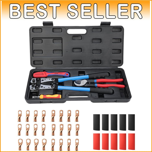 All-in-One Battery Cable Crimper & Stripper with Carrying Case - 34 Piece Set