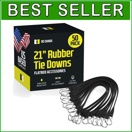 21" Long Natural Rubber Tarp Straps with Zinc-Plated Hooks for All-Cargo Use