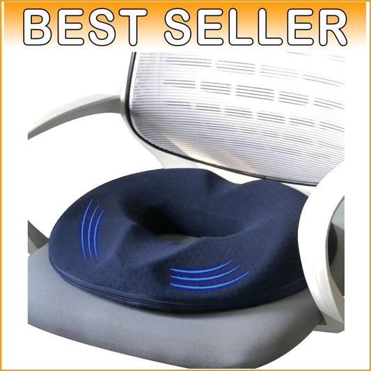 Breathable Large Donut Pillow for Tailbone & Pregnancy Pain - 17.4" Navy Cushion