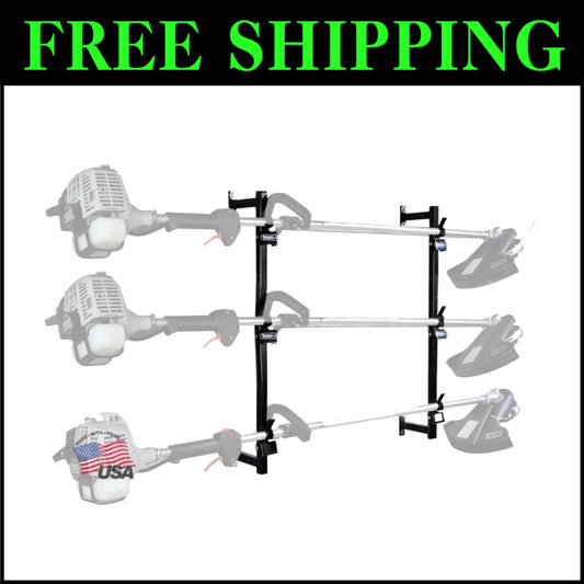 Portable 3-Position Trimmer Rack - Durable Carbon Steel Tool Holder for Trailers