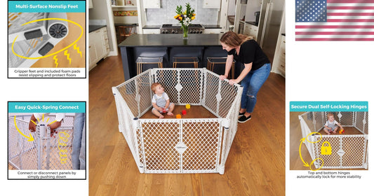 6-Panel Baby Playpen with UV-Resistant Material - Safe Indoor/Outdoor Enclosure