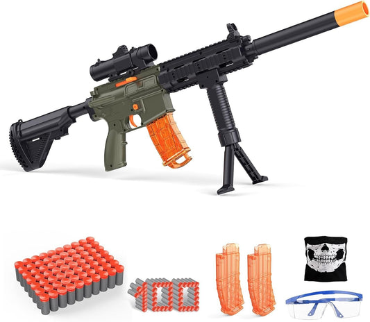 Complete Foam Blaster Set: Sniper Rifle with Scope & 100 Bullets for Teens