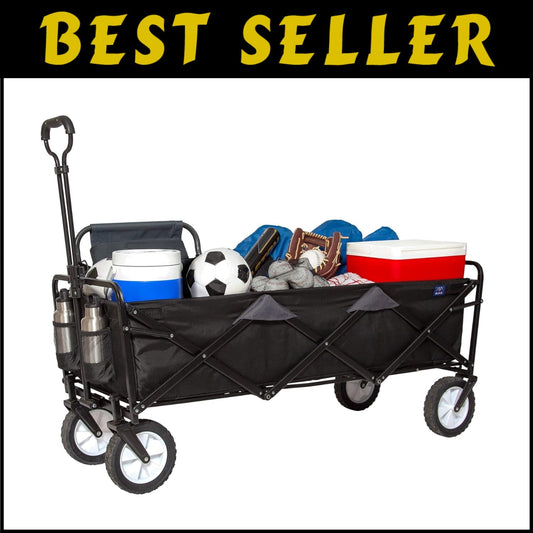 Durable Mac Sports Folding Utility Wagon with Adjustable Handle, 150 Lb Capacity