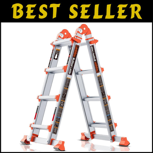 Secure 4-Step Multi-Position Ladder with Anti-Slip Bars - Home & Outdoor Use