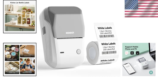 Efficient Gray-White Label Maker with Bluetooth & USB - Ideal for Small Business