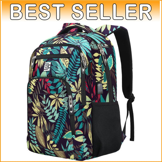 Water-Resistant Slim Laptop Backpack with USB Port - Unisex for College & Travel