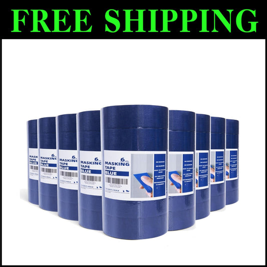 Versatile 54 Roll Set of Writable Blue Painter's Tape for Sharp Edges & Marking